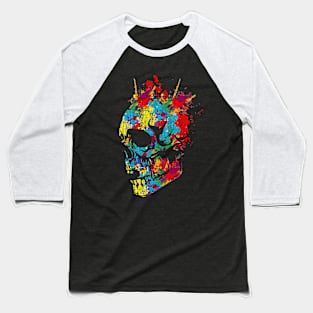 Colorful Skull Design Baseball T-Shirt